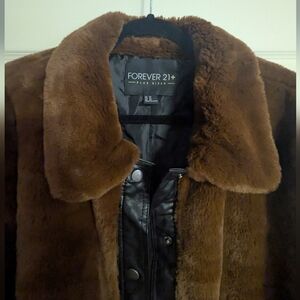 Faux Fur Leather Jacket Plus Plush Soft Snap Button Forever 21